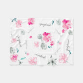 ボホシックウォーターカラーフローラ繰り返し名前ベビー フリースブランケット (正面(横))