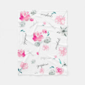 ボホシックウォーターカラーフローラ繰り返し名前ベビー フリースブランケット (正面)