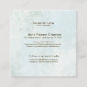 ボホシックウォーターカラーホワイトフローラ牛スカル スクエア名刺 (裏面)