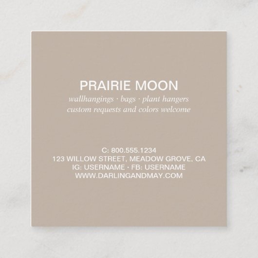 ボホシックウォーターカラーマクラメぶら下がったムウォール スクエア名刺 (裏面)