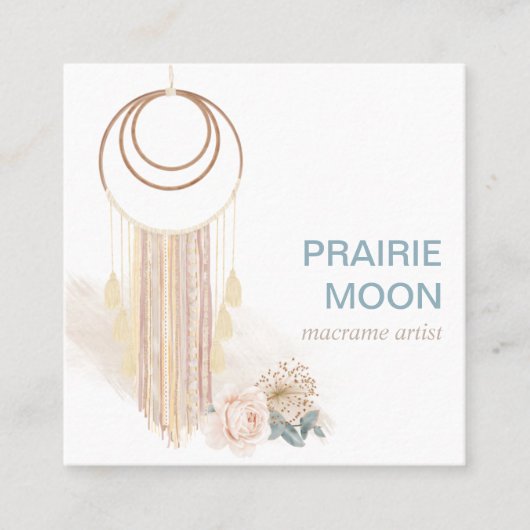 ボホシックウォーターカラーマクラメぶら下がったムウォール スクエア名刺 (正面)