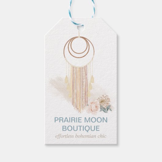 ボホシックウォーターカラーマクラメウォールぶら下がったズブティック ギフトタグ (正面)