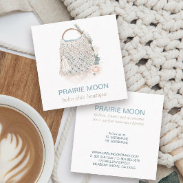 ボホシックウォーターカラーマクラメバッグスクエアビジネスC スクエア名刺