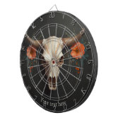 ボホシックウォーターカラーミニマリストフローラ牛スカル ダーツボード (正面右)