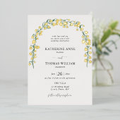 ボホシックウォーターカラーリリー結婚バレーのアーチ金ゴールド 箔招待状 (立ち正面)