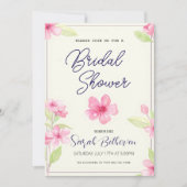 ボホシックウォーターカラーワイルドフラワーブライダルシャワー 招待状 (正面)