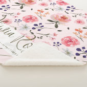 ボホシックウォーターカラー花模様パーソナライズされた統計 シェルパブランケット (3/4)