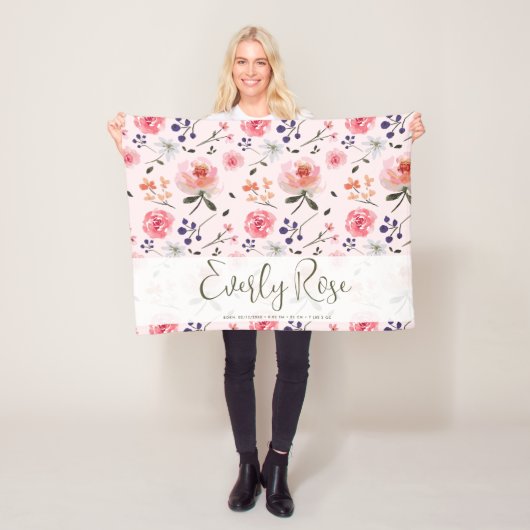 ボホシックウォーターカラー花模様パーソナライズされた統計 フリースブランケット (インサイチュ)