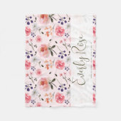 ボホシックウォーターカラー花模様パーソナライズされた統計 フリースブランケット (正面)