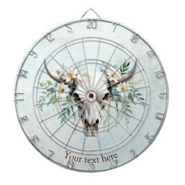 ボホシックウォーター色フローラ牛スカル ダーツボード