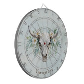 ボホシックウォーター色フローラ牛スカル ダーツボード (正面左)