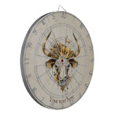 ボホシックウォーター色フローラ牛スカル ダーツボード (正面左)