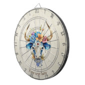 ボホシックウォーター色フローラ牛スカル ダーツボード (正面右)