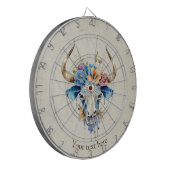 ボホシックウォーター色フローラ牛スカル ダーツボード (正面左)