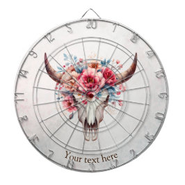 ボホシックウォーター色フローラ牛スカル ダーツボード