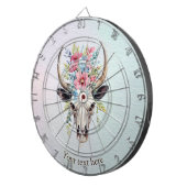 ボホシックウォーター色フローラ牛スカル ダーツボード (正面右)