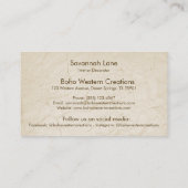 ボホシックウォーター色フローラ牛スカル 名刺 (裏面)