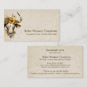 ボホシックウォーター色フローラ牛スカル 名刺 (正面/裏面)