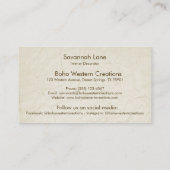 ボホシックウォーター色フローラ牛スカル 名刺 (裏面)