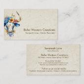 ボホシックウォーター色フローラ牛スカル 名刺 (正面/裏面)