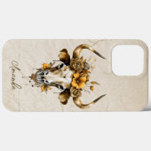 ボホシックウォーター色フローラ牛スカル Case-Mate iPhoneケース (裏面 (横))