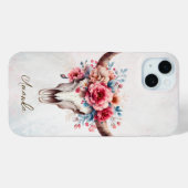 ボホシックウォーター色フローラ牛スカル Case-Mate iPhoneケース (裏面 (横))