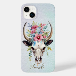 ボホシックウォーター色フローラ牛スカル Case-Mate iPhone 14 PLUSケース
