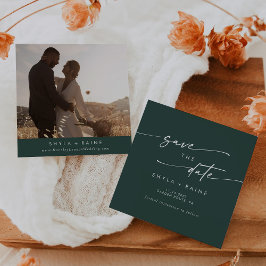 ボホシックエメラルドグリーンスクエアフォトバック セーブザデート