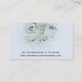 ボホシックエレガントな埃っぽい青い水色フローラ 名刺 (裏面)