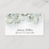 ボホシックエレガントな埃っぽい青い水色フローラ 名刺 (正面)