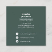 ボホシックエレガントアイボリー牡丹ソーシャルメディアのアイコン スクエア名刺 (裏面)