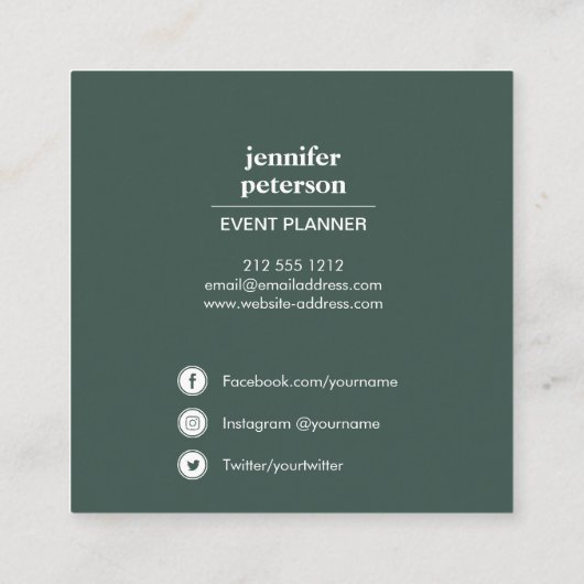 ボホシックエレガントアイボリー牡丹ソーシャルメディアのアイコン スクエア名刺 (裏面)