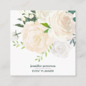 ボホシックエレガントアイボリー牡丹ソーシャルメディアのアイコン スクエア名刺 (正面)