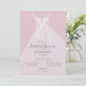 ボホシックエレガントドレスパールピンクブライダルシャワー 招待状 (スタンド正面)
