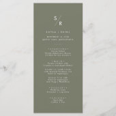ボホシックオリーブグリーンモノグラム結婚ズ メニュー (正面)