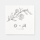 ボホシックカップルエレガントモノグラム結婚ズ スタンダードカクテルナプキン (正面)