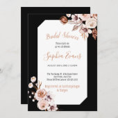 ボホシッククリームアンドブラウンフローラブライダルシャワーInv 招待状 (正面/裏面)