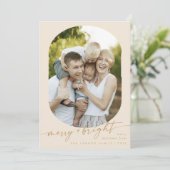 ボホシッククリーム金ゴールドメリー明るい写真クリスマス シーズンカード (スタンド正面)