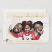 ボホシッククリーム金ゴールド簡単モダン写真クリスマス シーズンカード (正面)