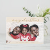 ボホシッククリーム金ゴールド簡単モダン写真クリスマス シーズンカード (スタンド正面)