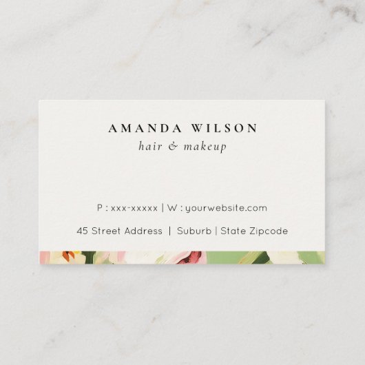 ボホシックグリーンピンク絵を描クフローラロイヤリティ 名刺 (裏面)