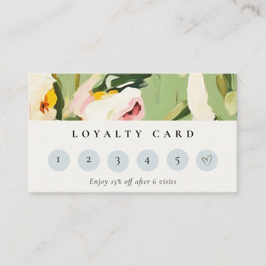 ボホシックグリーンピンク絵を描クフローラロイヤリティ 名刺 (正面)