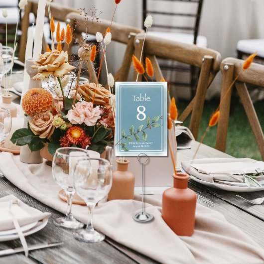 ボホシックグリーンボタニカルスモーキーブルーウォッシュ テーブルナンバー