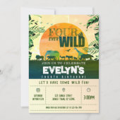 ボホシックサファリアニマルズフォーエバーワイルド誕生日 招待状 (正面)