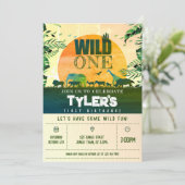 ボホシックサファリアニマルズワイルドワン誕生日 招待状 (スタンド正面)