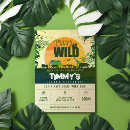 ボホシックサファリアニマルツワイルド2歳の誕生日 招待状