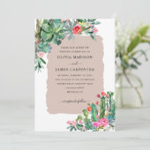 ボホシックサボスサキュントグリーン結婚フローラ 招待状 (スタンド正面)