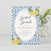 ボホシックシトラスブルーイタリアンタイルブライダルシャワー 招待状 (スタンド正面)