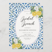 ボホシックシトラスブルーイタリアンタイルブライダルシャワー 招待状 (正面/裏面)