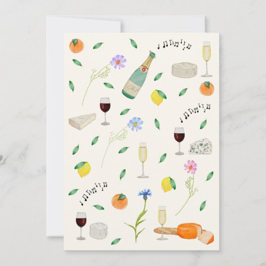 ボホシックシトラスワイルドフラワーサマー結婚ズ 招待状 (裏面)